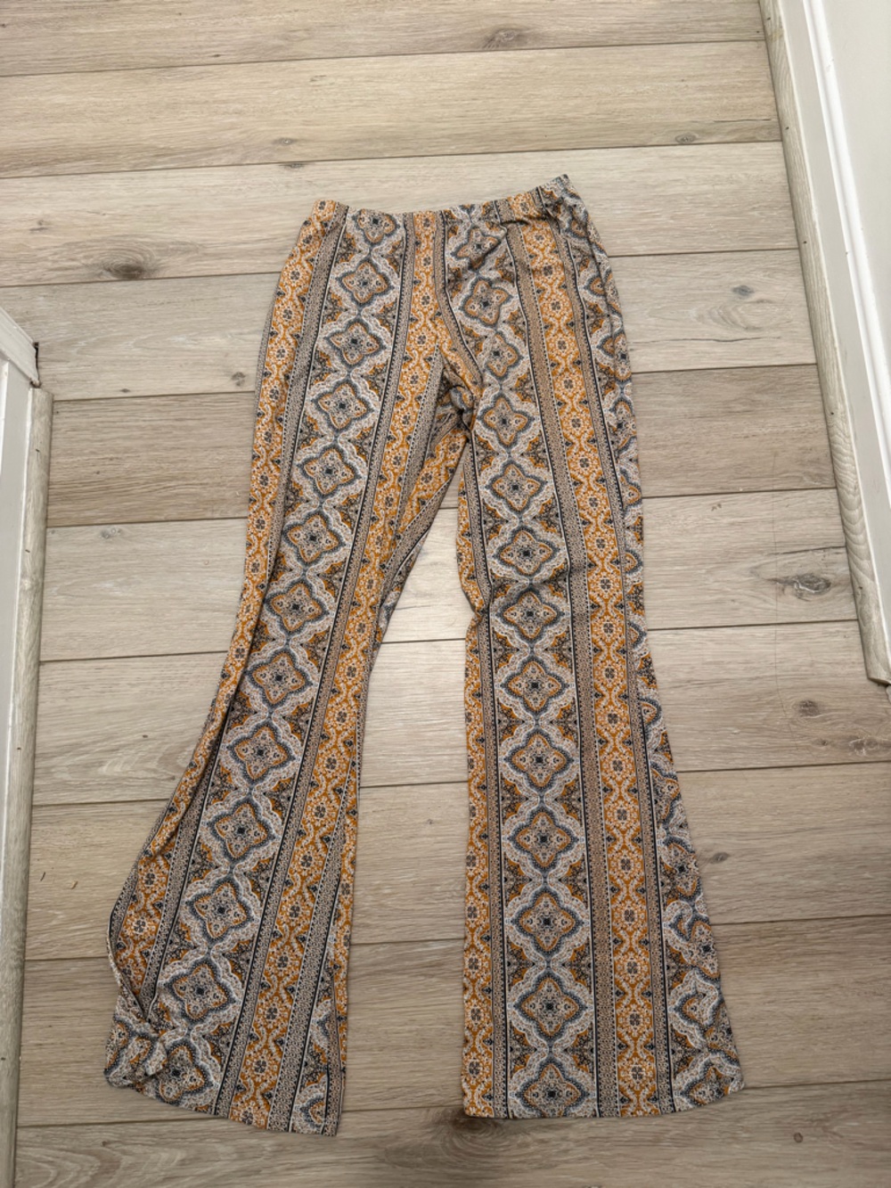 Rainbow Mustard and Black Paisley Wide-Leg Pants